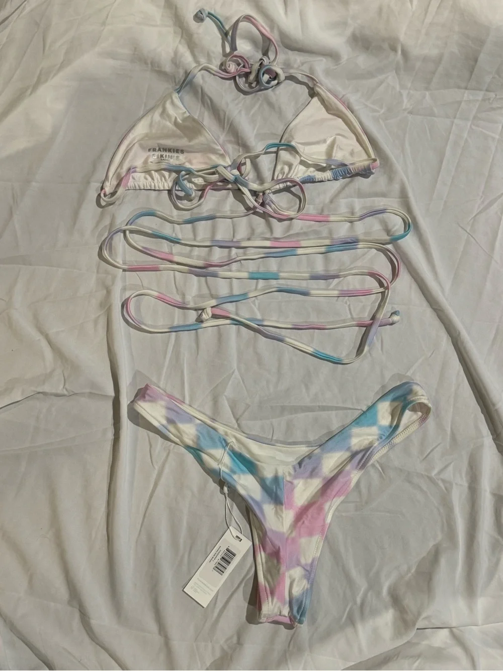 Frankie's Bikini X Alo Pastel Check Triangle Tie Bikini